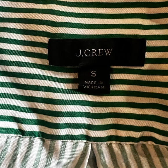 J.Crew Drapey Cupro Blend Ruffle Trim Striped Shirt White/Green size M - Picture 7 of 9